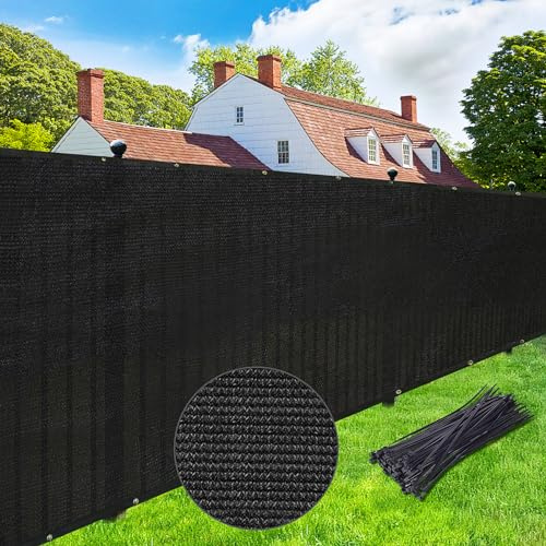 UPGRADE Privacy Screen Fence 5' x 50' Commercial Shade Cover with Brass Grommets Heavy Duty Perfect for Outdoor Back Yard, Black, Customizable