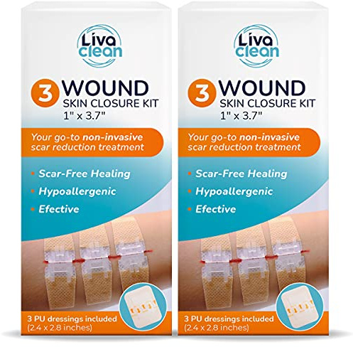 (6 CT) 1 X 3.7” Wound Closure Strips - Zip Stitch Wound Closure Kit - Butterfly Kit Device Zip Tie Skin Closuing Butterfly Bandaids Adhesive Injury-Closing Glue Steri Strips Bandages Sutures