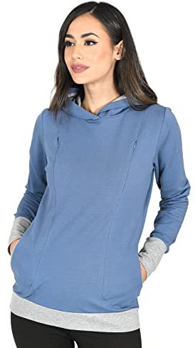 MijaCulture Mija - Umstandsmode / 2in1 Stillpullover & Umstandspullover Stilltop Stillpulli Mona 1035 (M, Jeans/Melange)