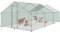 YUENFONG Hühnerstall Freilaufgehege Verzinkter Stahl Kleintierstall Freigehege mit Schloss, XXXL Hühnerhaus Dach Geflügelstall für Hühnerkäfig Vogelkäfig Kleintiere Haustierkäfig Outdoor (3x6x2m)