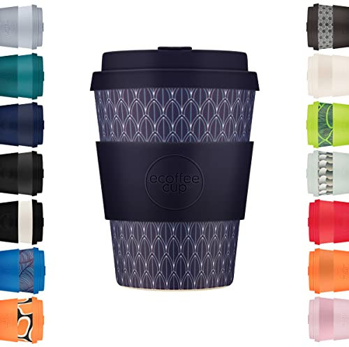 Ecoffee Cup 12oz 350ml Reusable Eco-Friendly 100% Plant Based Coffee Cup with Silicone Lid & Sleeve - Melamine Free & Biodegradable Dishwasher/Microwave Safe Travel Mug, Tsar Bomba