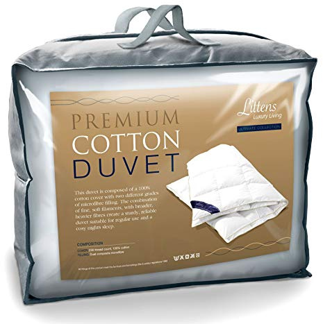 Littens Ultimate All Seasons Duo 15 Tog Emperor Bed Size Premium Cotton Warm Winter Thermal Duvet Quilt 230TC Cotton, Dual Blend Microfibre Filled (4.5 + 10.5 Tog) 290cm x 235cm Energy Efficient