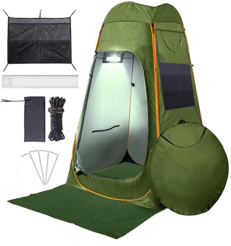 Elil Tente de Douche de Camping avec Capteur de Lumière LED - Grande Tente d'Intimité de 1,80 m, Facile à Ouvrir, pour la Plage et Langer - Pop-up Cabin