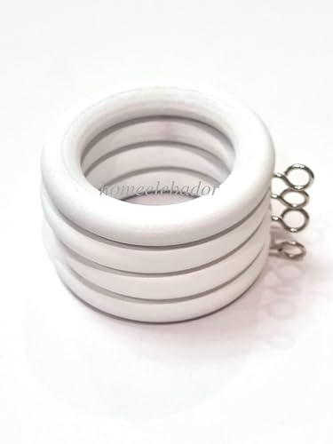 Ganci ad anello per appendere tende in legno da 45 mm con occhi Anelli per tende per tendaggi in legno bianco Occhiello scorrevole per appendere aste per aste da 42 mm Confezione da 24.