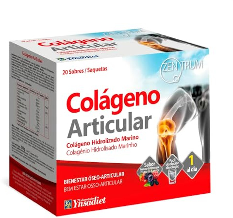 Naturasenses.- Colageno Articular 20 Sobres Zentrum - Complemento alimenticio a base de Colágeno hidrolizado, Glucosamina, Condroitina, Ácido hialurónico, Extractos vegetales, Vitaminas y Minerales.