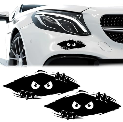 Yuqilin 2 Stück 3D Funny Malle Sticker Aufkleber Auto Voyeurismus Autoaufkleber Peeking Elf Peeking Monster Cartoon Auto Aufkleber Wasserdichter für Motorrad Helm Fenster Wand Laptops