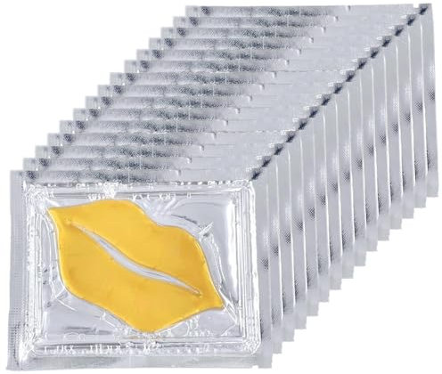 15 Pcs Gold Gel Collagen Lip Mask Moisturizing Lip Plumper Patches Crystal Lip Pads for Anti-Wrinkle, Anti-Aging, Anti Chapped, Firms & Hydrates Lips