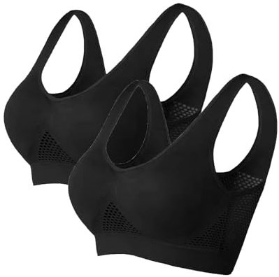 AEGJEGVD 5PC Women Sports Bra for Large Breasts Ultra-Thin Full Cup Yoga Bra Solid New Seamless Sports Style Crop Tops Vest Comfort Stretch Bras Shapewear Plus Size Bra S-6XL UK Clearance