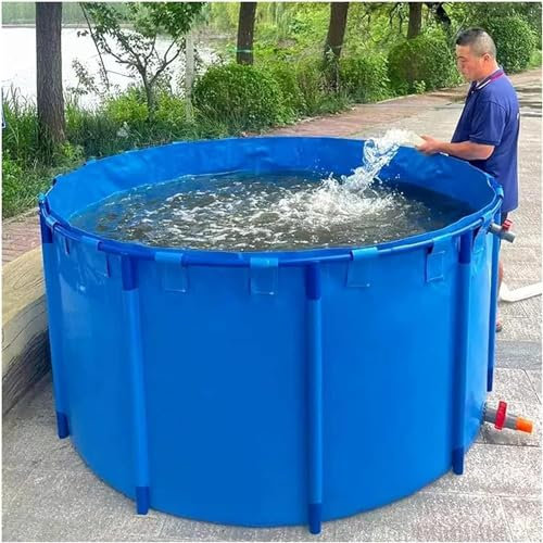 Bassin D'étang À Poissons en Toile Ronde,Conteneur De Stockage d'eau en PVC,Piscine Circulaire Hors Sol,Piscine Hors Sol,Grande Piscine extérieure Pliable avec Support en Acier,Facile à Installer