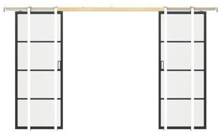 Vente-unique-Puerta corredera Doble empotrable - Aluminio y Cristal Templado Esmerilado - 2 x Alt. 205 x L93 cm - SINCA II