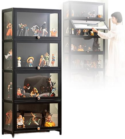 NOBBAT vitrinas expositoras,vitrina expositora para colecciones vitrina cristal,vitrinas para colecciones, vitrina expositora multifuncional de vidro à prova de pó, design de porta de armário com lape