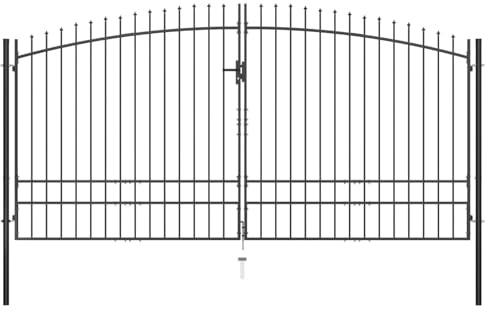 Azzrora Cancello Giardino Esterno, Cancello Esterno, Cancelletto Giardino, Cancelletto Esterno, Cancello Doppio con Punte a Lancia 400x248 cm