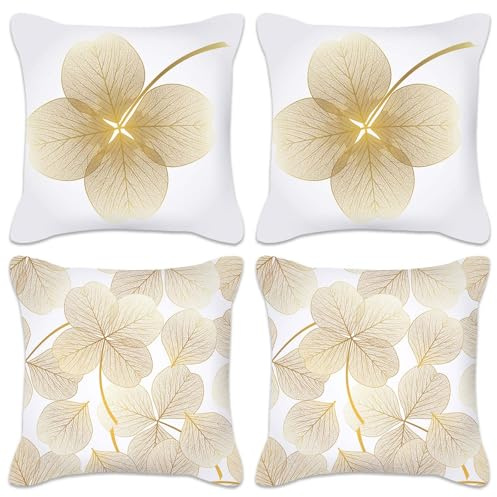 Betadistor Yellow Cushion Covers 45 x 45 cm Set of 4, Yellow Leaves Pillow cover Pillow case Cushion Cover for Sofa outdoor Garden Bed Couch Cushion Bedroom Living Room, Yellow Leaves, 509-0177