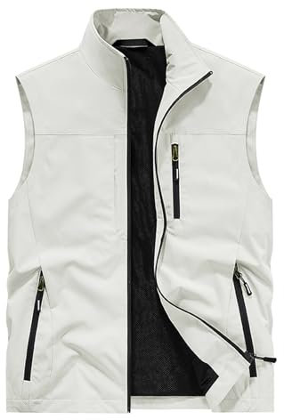 Herren Outdoor Weste Freizeit Jacke Leicht Weste mit Reißverschluss Jagd und Angler Fotografie Wandern Weste Anglerweste mit Vielen Taschen Casual