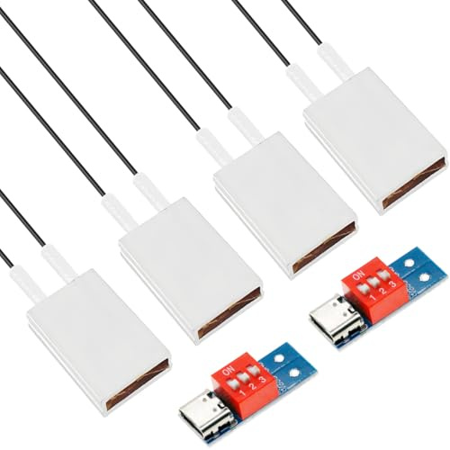Youmile 4 st PTC värmeelement värmeplatta elektrisk värmekärna konstant temperatur värmeplatta AC/DC 12 V/100 ℃/1-5 W aluminiumskal med PD/QC justerbar spänningslockmodul