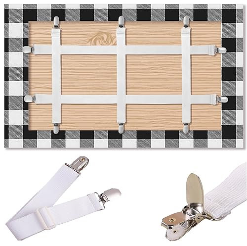 pack of 5 Adjustable Tablecloth Clips with Hidden Strap, Elastic Bed Sheet and Picnic Table Cloth Holders for Thick Tables, Indoor/Outdoor Use