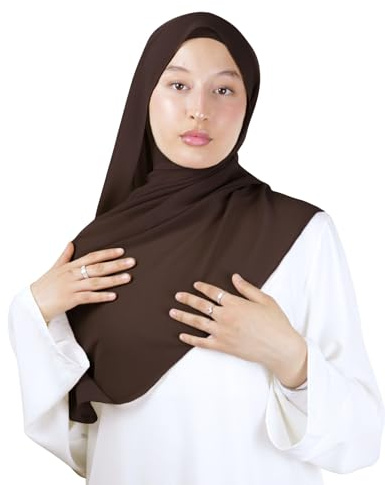 Slip-on hijab med balaclava integrerad lyxig crepe för muslimska kvinnor beslöjade islamisk sjal påtagbar slöja HE210