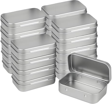 Forever bene Scatola Latta Rettangolare con Coperchio a Cerniera, 9,5 x 6 x 2,2 cm, Scatolina in Metallo Nera Vuota, Contenitore Latta per Organizzazione, Fai da Te, Viti e Minuteria