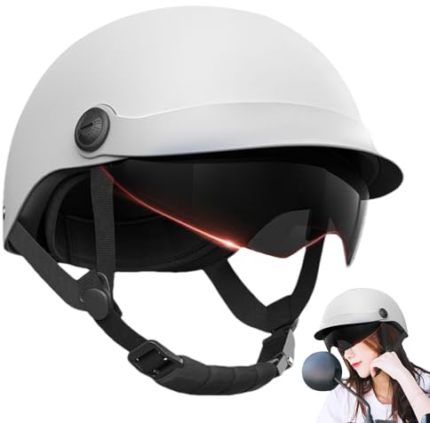 Generico metà Aperto Faccia Casco del Motociclo | Mezzo Casco da Motocicletta | Scooter e Moto Cruiser con Visiera Parasole | da Motociclista retrò per Sicurezza Urbana e