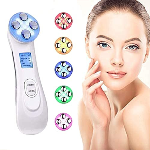 6 Modos Masajeador Facial Electrico, Facial Aparato Radiofrecuencia, Luz LED, Antiarrugas, Reafirmante, Anti-envejecimiento, Rejuvenecimiento, Limpieza Facial, Cuidado Facial