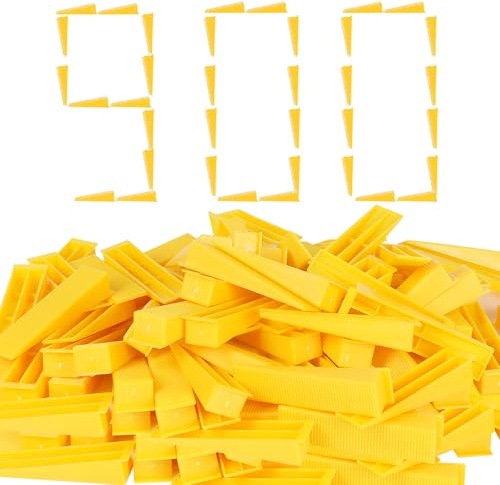 900 cunei per sistema di livellamento piastrelle, riutilizzabili,compatibili con distanziatori da 3,0 mm 1,5 mm 2 mm 1 mm,set di montaggio per piastrelle da parete e pavimento(900 pezzi, giallo)