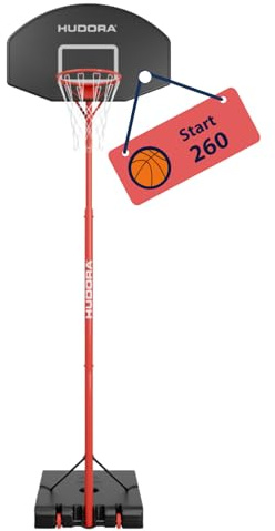 HUDORA Start Basketballständer 260 - Höhenverstellbarer Basketballkorb von 205-260 cm - Mobile Korbanalage mit Ständer für Kinder & Jugendliche - Stand-Basketballkorb Outdoor mit Rollen
