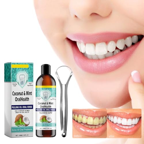 Bain de Bouche Huile Noix de Coco,Bain de Bouche,Bain de Bouches à l'huile Blanchissante,Bain de Bouches Blanchissant,pour Haleine Fraîche