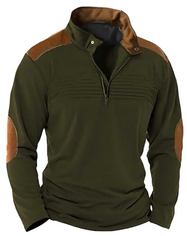 Generisch Sudadera de trabajo para hombre, suéter de invierno, con media cremallera, sudadera con cuello alto, suéteres, cuello alto, termo, media cremallera, suéter, suéter de bloque de color