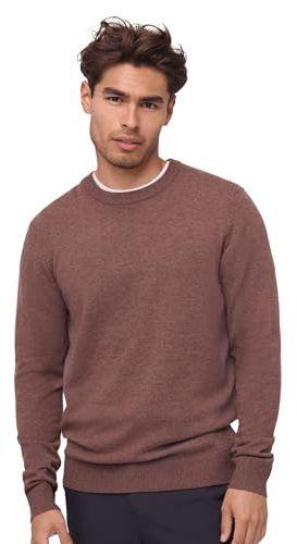 DANISH ENDURANCE Maglioncino Uomo Maniche Lunghe, Morbido, Maglione Girocollo Lana Merino e Cashmere Marrone L