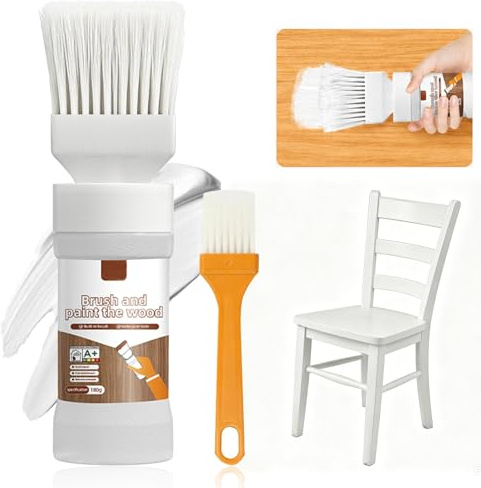 Pintura blanca con pincel, 180g, Pintura para muebles de madera, Armarios, Madera, Metal, No Requiere lijado, Secado Rápido, A Base De Agua, Para Múltiples Superficies