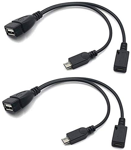 AuviPal Adaptador Micro USB a USB 2 en 1 (Cable OTG + Cable de alimentación) para Fire Stick, Playstation Classic y más - Paquete de 2