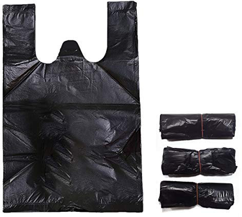 Lot de 300 petits sacs poubelle pour salle de bain, serviettes hygiéniques, sacs en plastique avec poignées pour la maison, la cuisine, les ordures - Noir