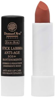 Anti Aging SOS Lippenstift + Pflege – leicht rot – schützt, regeneriert und färbt – antioxidative und beruhigende Barriere – 4,5 ml – Eco-Bio – Domus Olea Toscana – 2 Stück