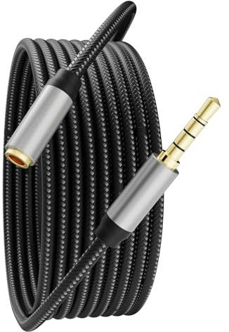Audio Mic Extension Cable 3m,3.5mm Aux Headphone Extender 4-Pole Jack Plug Extension Lead Stereo Male to Female Braided Cord for Headset,TV,Laptop,Phone,Switch Lite,Car,PS4,Xbox and more(10Ft/3m)