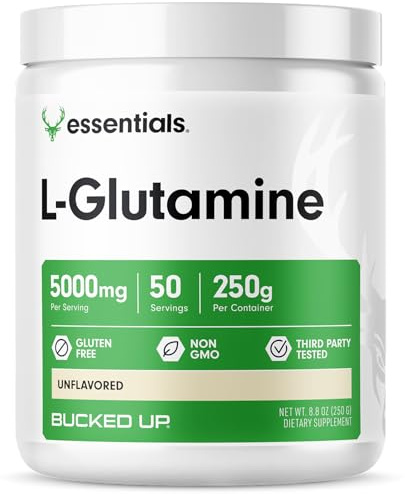 Bucked Up L-Glutamine (5000mg), Essentials (50 Servings, 250 Grams)