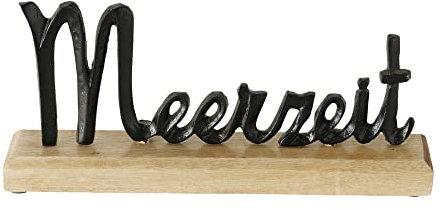 BOLTZE Schriftzug MEERZEIT schwarz Natur Metall L30cm Holz Buchstaben maritim Deko Küste