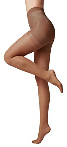 Conte elegant X-PRESS 20 DEN Collants Gainants avec Effet Push-Up pour Femmes - Collants Ventre Plat - Remonte Fesses - Collants Femmes Résistants - Mokka taille 4