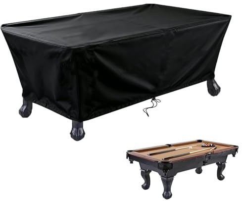 Fenghome Funda para mesa de billar, 420D, impermeable, con cordón, para patio, billar, billar, juego de mesa de billar, fundas para muebles de jardín, 7 pies (225 x 116 x 82 cm)