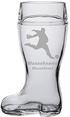 LUXENTU Bierstiefel mit Gravur, Torwart mit Bierkrug Motiv, 1 l, 1 Stück