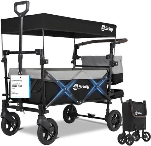 Sekey Handcart, 600D Waterproof Oxford Fabric Alloy Steel PU Tyres, Black with Grey, L