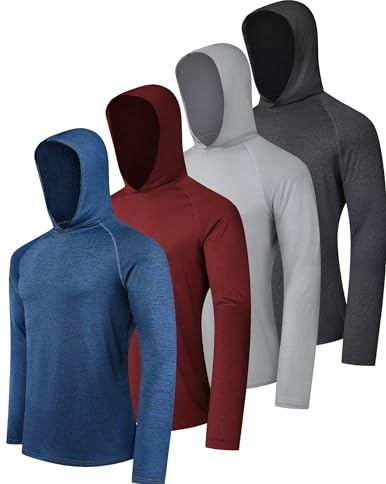 OYGSieg Men's Athletic Hoodies Long Sleeve Fishing Shirts for Men UPF SPF UV Sun Protection Shirts Lightweight Rash Guards M