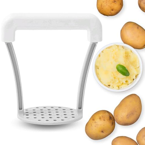 CHEFZOCO Triturador manual de patatas, Machacador de Patatas, Aplastador de patatas, Pasapurés manual, Prensador de patatas, Triturador de puré, Mango de plástico, Díametro del machacador 8 cm