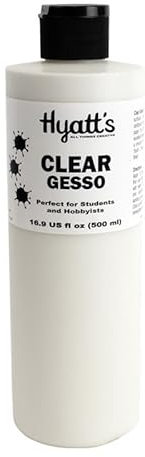 Hyatt's Clear Acrylic Gesso Primer – 16 fl oz, Made in USA, Perfect for Painting Students and Hobbyists, Conforms to ASTM-D 4236