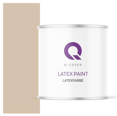 Q-COVER Latexfarbe 2L Beige – Matte Innenfarbe für Wand & Decke, Klasse 3, Hohe Deckkraft, Scheuerfest