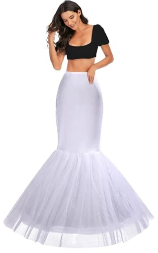 Enagua Aros Sirena Enaguas Enteras Crinolina para Mujer Faldas Vestidos Fishtail Underskirt Mermaid Petticoat Cancan Enagua cancán Enagua de la Boda Accesorios de la Boda Enaguas Falda(Blanco,36)