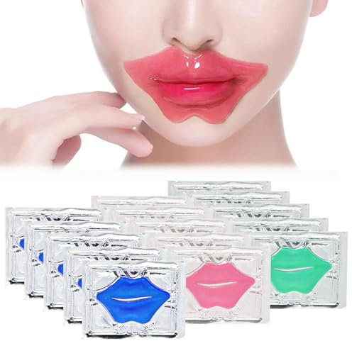 Lippenmasken Set, 15 Stück Lips Lip Pad Mask, Collagen Lippe Schlafen Maske, Moisturising Lip Mask, Kollagen Kristall Lippenmasken, Anti-Aging Moisturizing Lip Pads für Trocken & Rissige Lippen