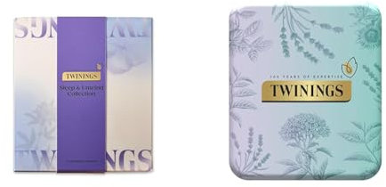 Twinings Superblends Sleep & Unwind Collection Gift Box 20 Tea Bags |4 Flavours of Premium Organic Green & Herbal Infusion Tea Bags + Premium Pocket Tea Tin(Blue) – 4 Tea Envelopes