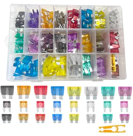 300 Pcs Fusible Voiture Set, 50 Mini Fusible Auto+160 Moyenne Fusible Automobile+90 Micro Fusible+Extracteur, 11 Spécifications 2A 3A 5A 7.5A 10A 15A 20A 25A 30A 35A 40A pour Auto Moto RV SUV Camion