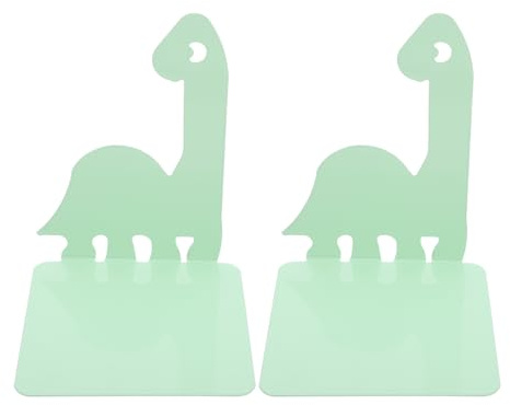 Angoily dino-bokstöd djurformat bokstöd barn för hyllor bokstativ metall bokstativ grön lätt att montera transportera