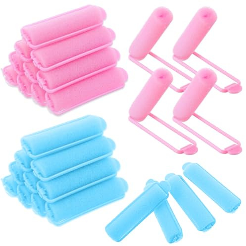 EJRUP Lot de 28 Rouleaux en Mousse Souple,Mousse Sans Chaleur pour Cheveux,pour Boucles Courtes et Longues Pendant la Nuit,pour Femmes et Filles,la Coiffure des Cheveux